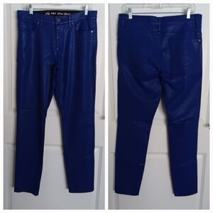 Victoria's Secret Mid Rise Siren Royal Blue Wax Coated Stretch Jean ** Sz 12